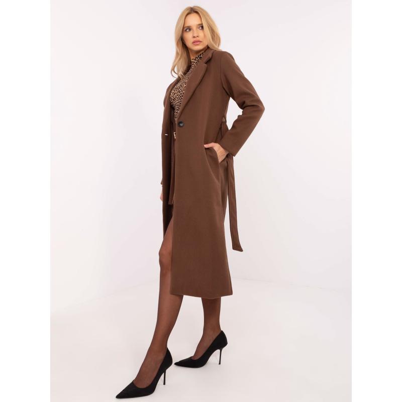 Barna hosszú kabát övvel OCH BELLA
