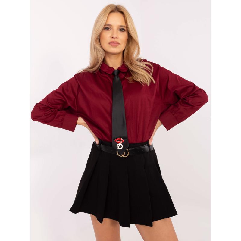 Bordó dámská košile s odnímatelnou kravatou
