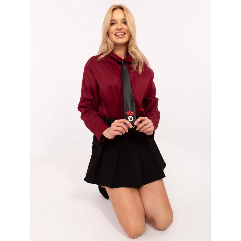 Bordó dámská košile s odnímatelnou kravatou