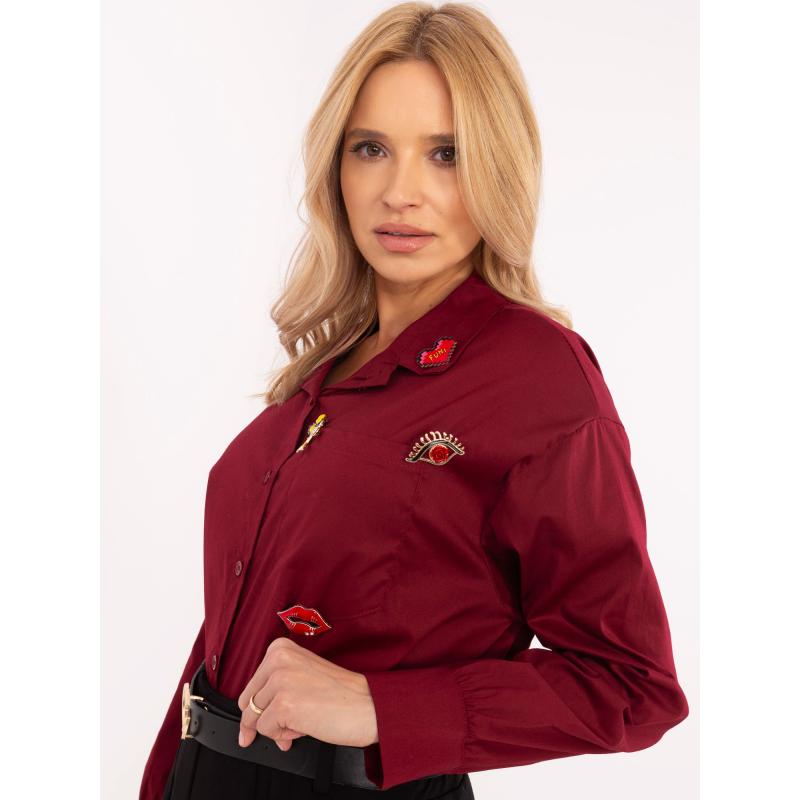 Bordó dámská košile s rozšířeným límečkem