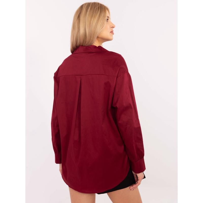 Bordó dámská košile s rozšířeným límečkem