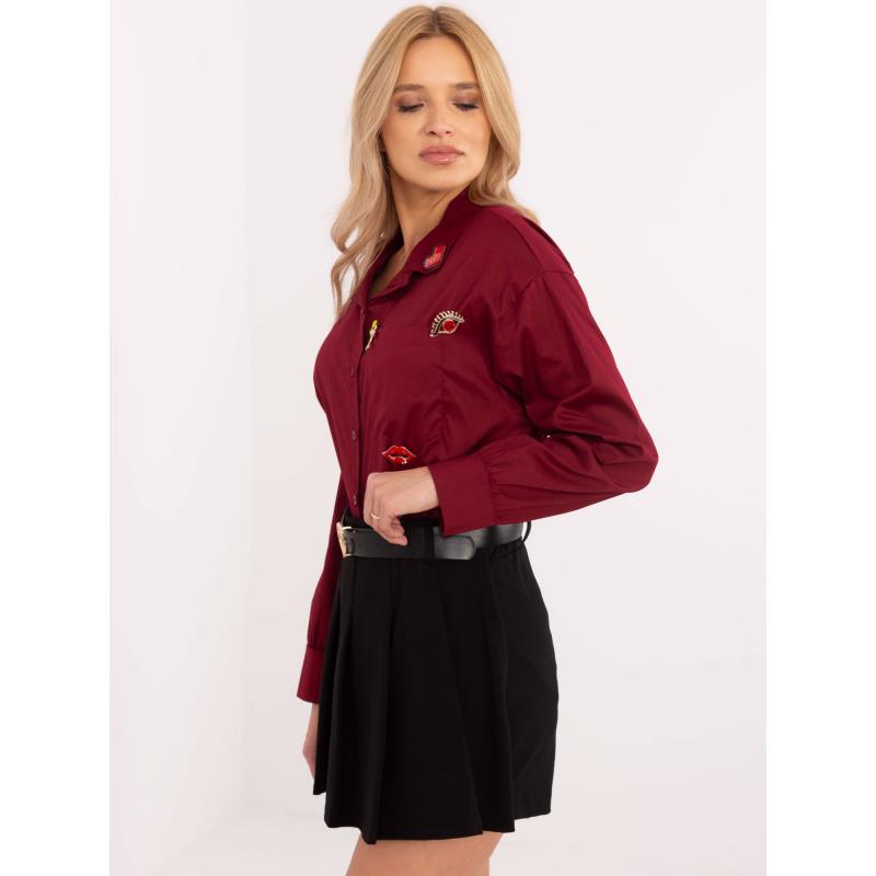 Bordó dámská košile s rozšířeným límečkem