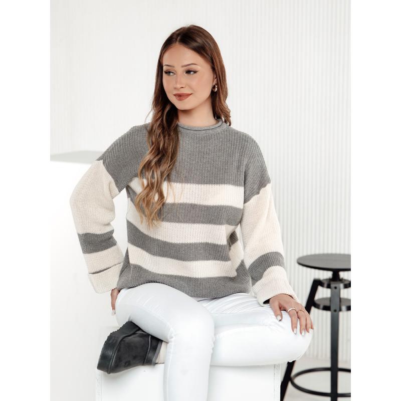 Dámský svetr LINEZZA šedobílý