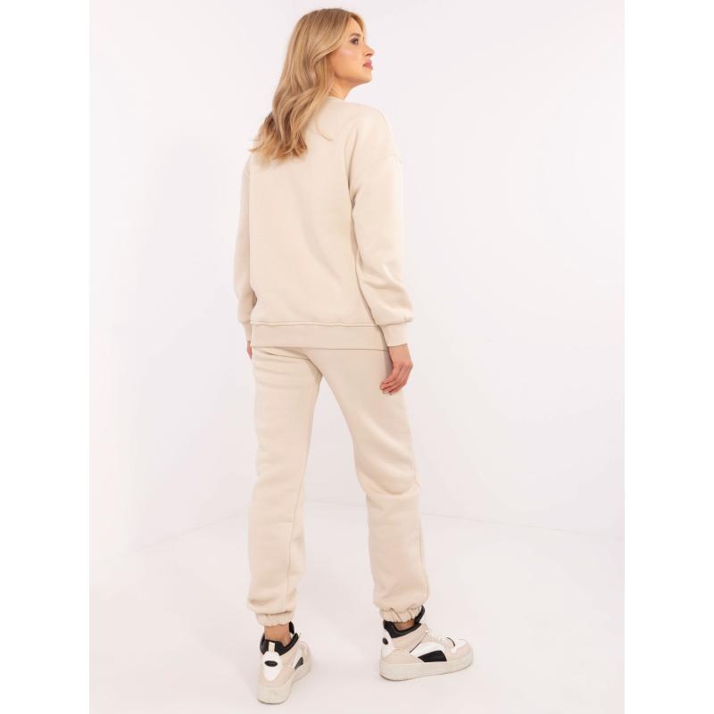 Béžový dvoudílný komplet s džínovou vsadkou