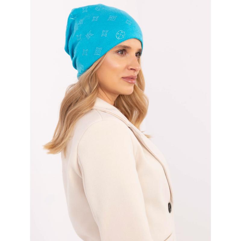 Tyrkysová zimní čepice s kašmírem