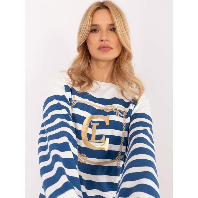 Bavlněná halenka v barvě ecru s námořnickým motivem