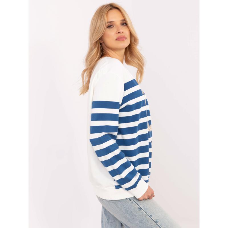 Bavlněná halenka v barvě ecru s námořnickým motivem