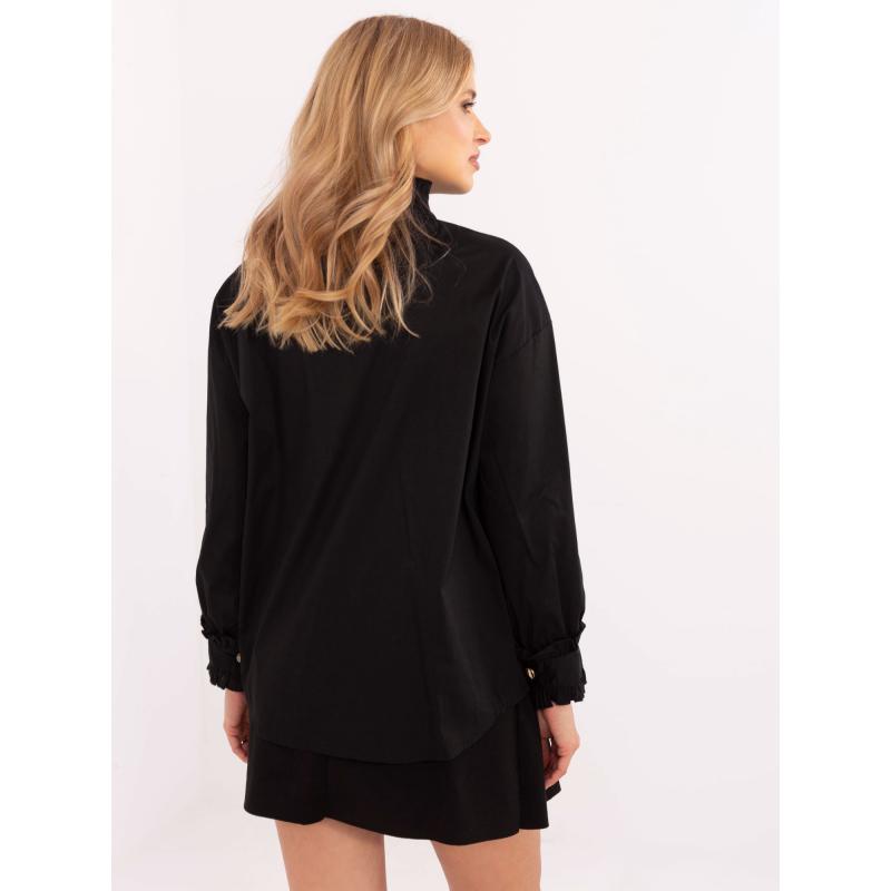 Černá dámská košile s ozdobnými knoflíky