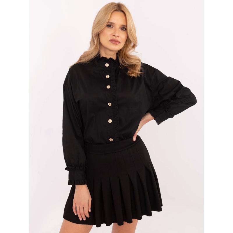 Černá dámská košile s ozdobnými knoflíky
