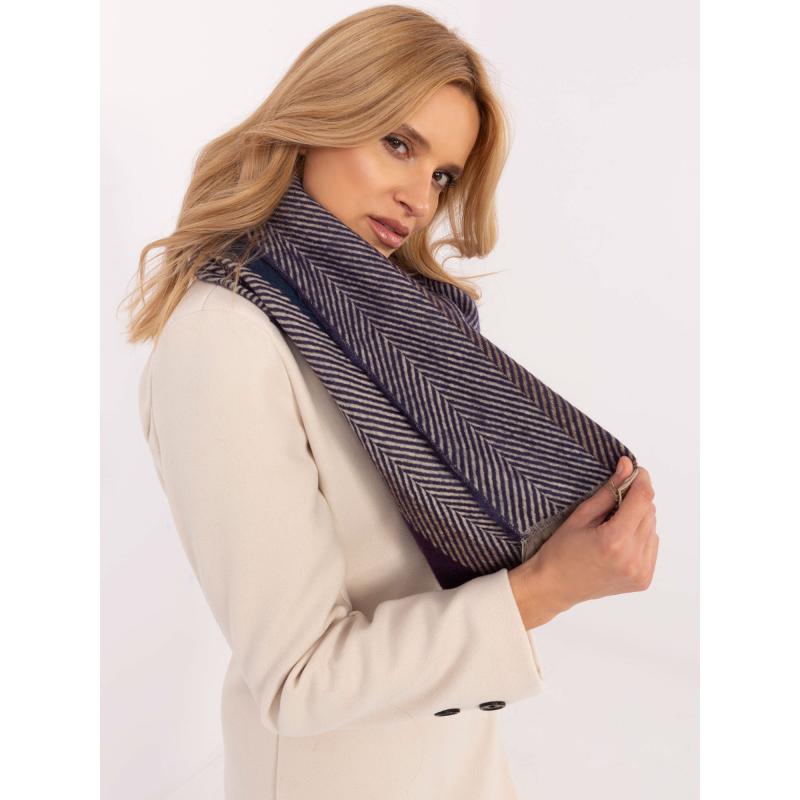 Námořnicky modrá pruhovaná dámská zimní šála