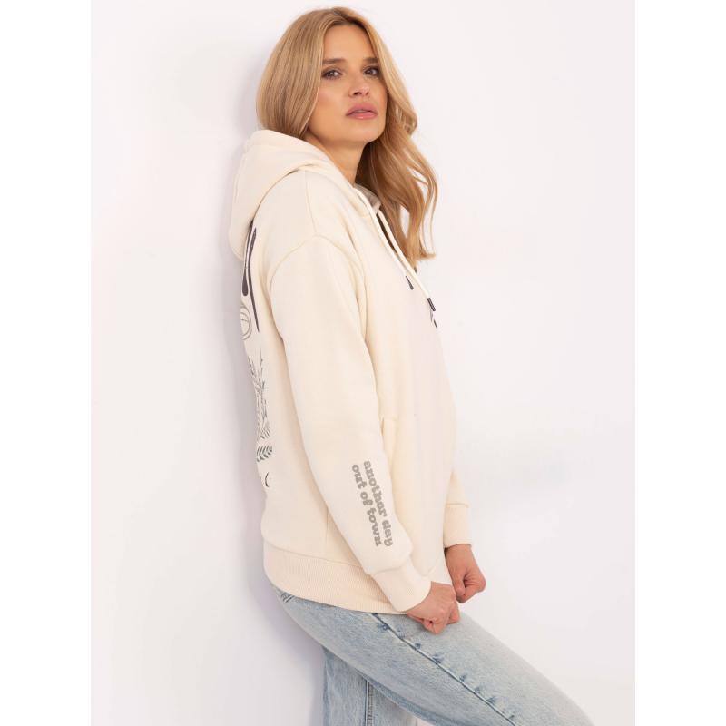 Bézs színű melegítő pulóver nyomtatással a hátán SUBLEVEL