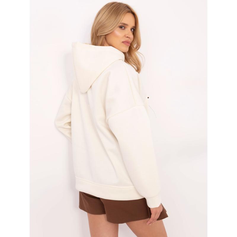 Krémszínű kenguru kapucnis pulóver