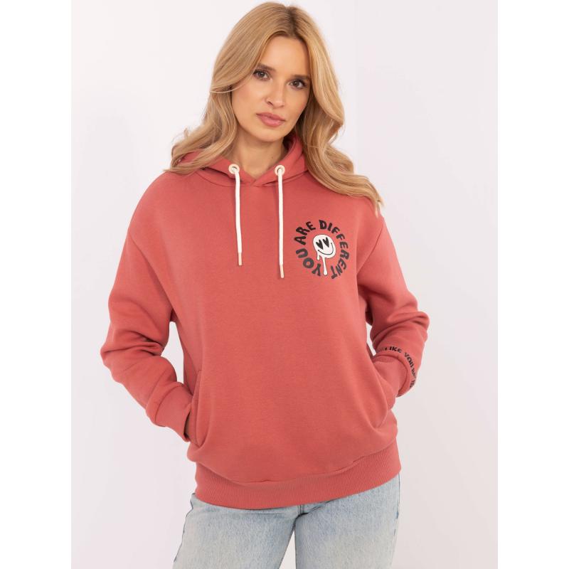 SUBLEVEL korallszínű bélelt kapucnis pulóver