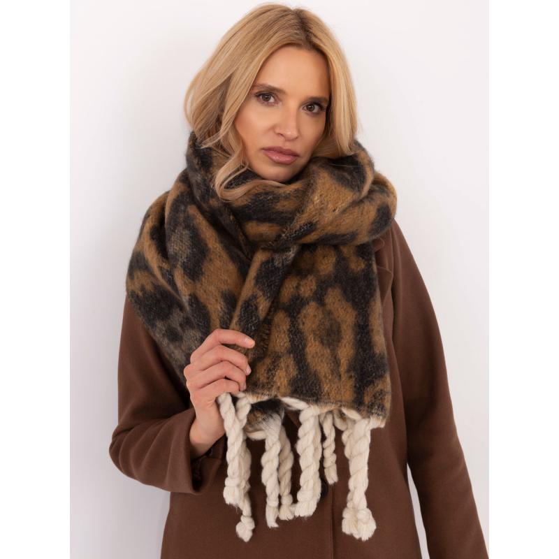 Velbloudí černá dlouhá dámská šála s třásněmi