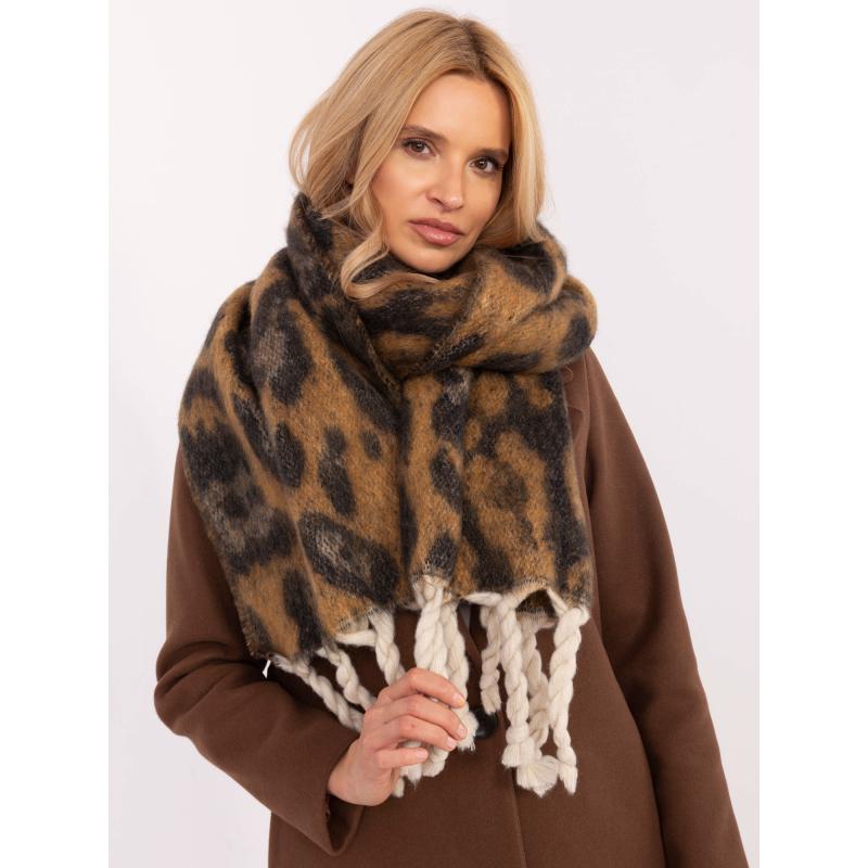 Velbloudí černá dlouhá dámská šála s třásněmi