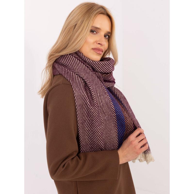 Bordeaux-i csíkos női téli sál