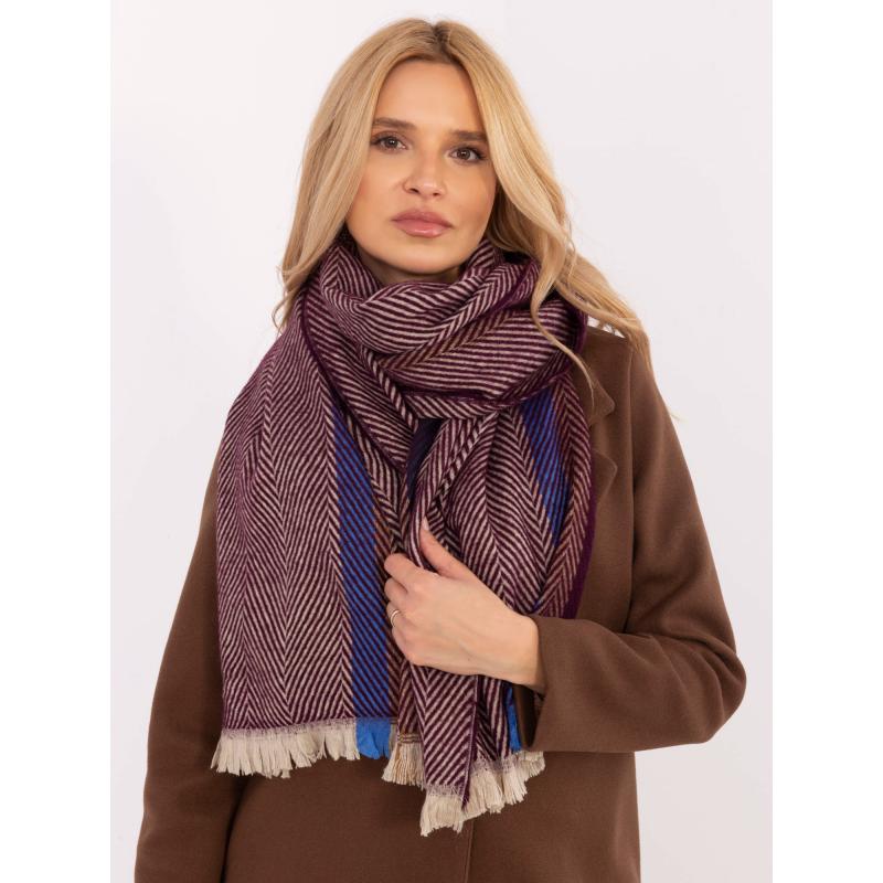 Bordeaux-i csíkos női téli sál