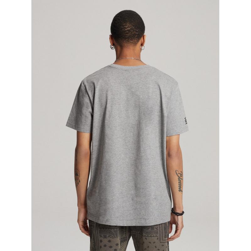 Pánské tričko s potiskem WOLF CALI S1819 - šedý melír