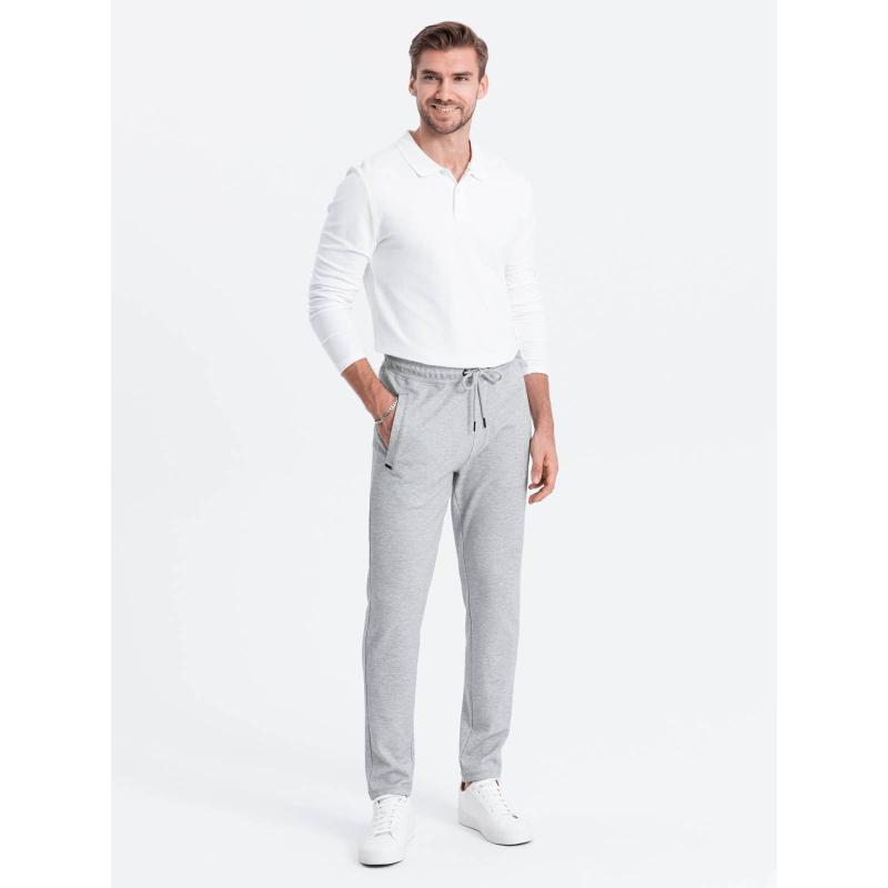 Pánské tepláky mrkvového střihu - šedý melír V3 OM-PASK-0166