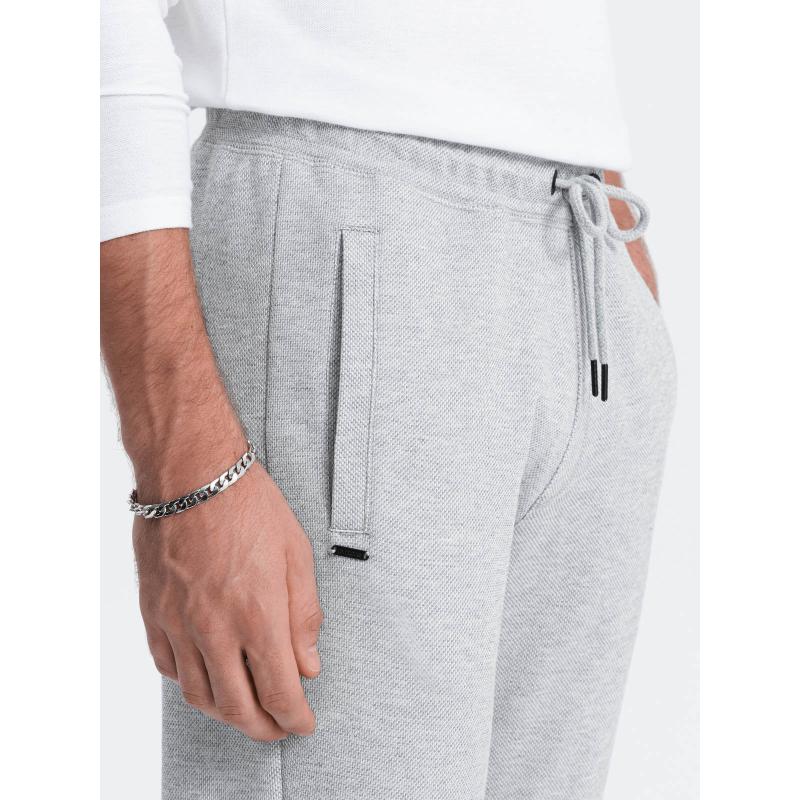 Pánské tepláky mrkvového střihu - šedý melír V3 OM-PASK-0166