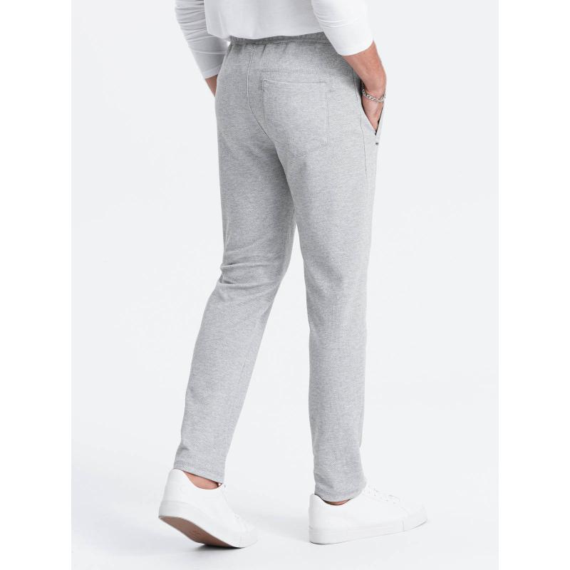 Pánské tepláky mrkvového střihu - šedý melír V3 OM-PASK-0166