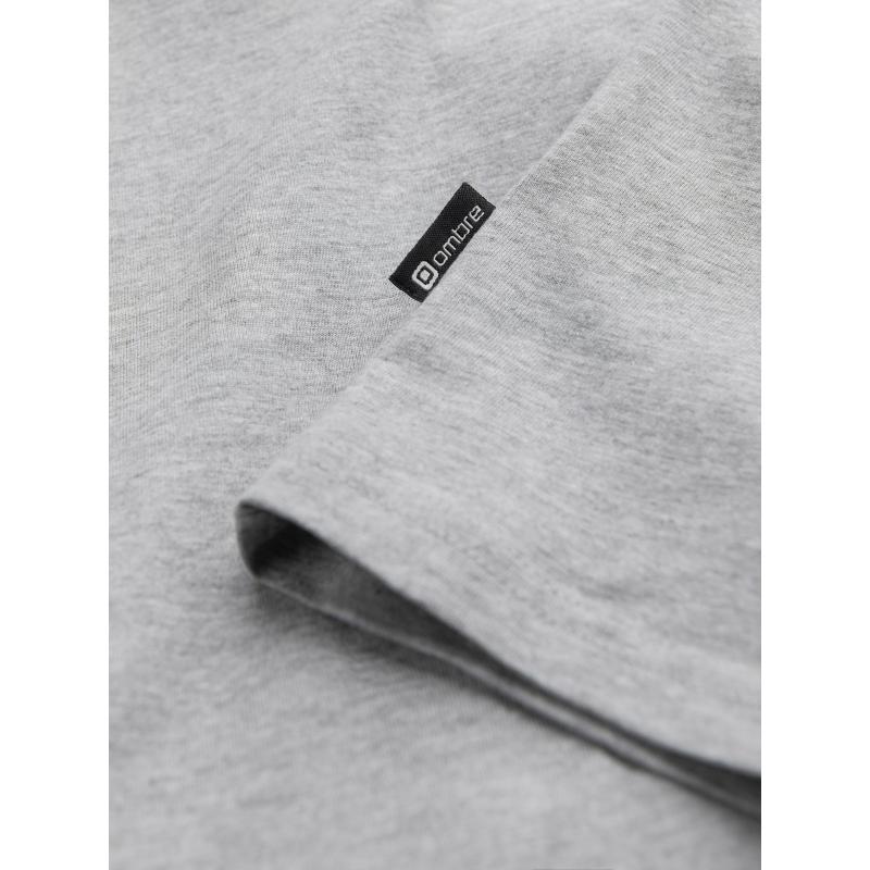 Pánské tričko BASIC s dlouhým rukávem a kulatým výstřihem - šedý melír V3