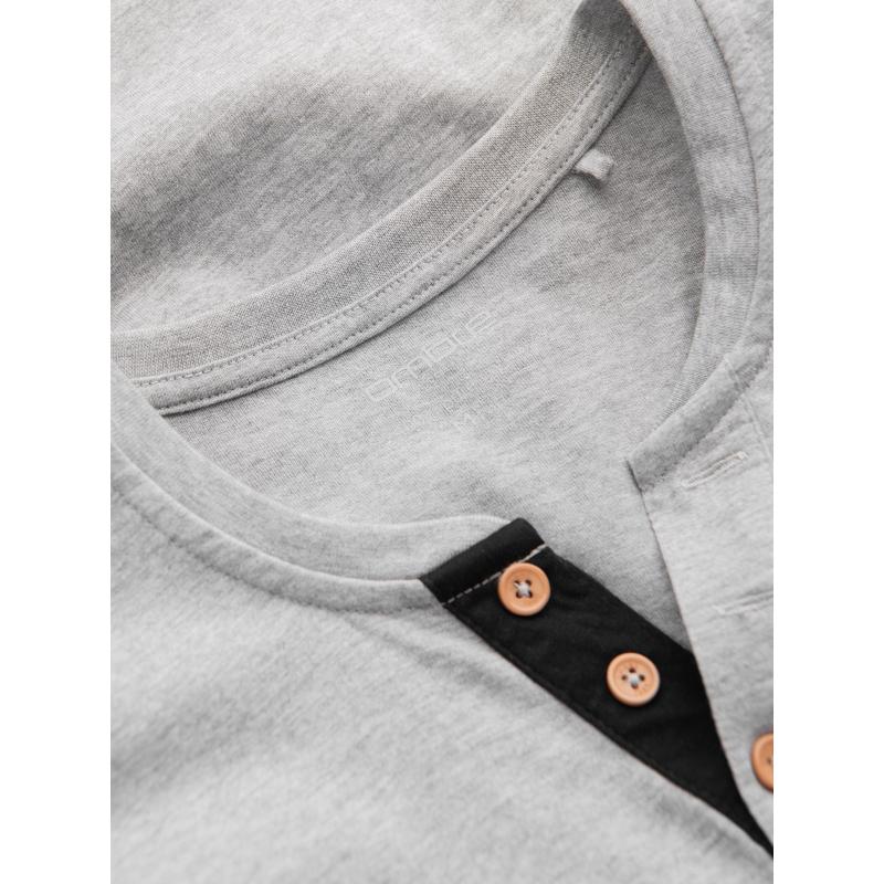 Férfi hosszú ujjú, gombos póló - szürke V8