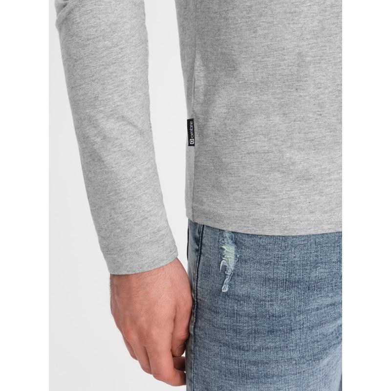 Férfi hosszú ujjú, gombos póló - szürke V8