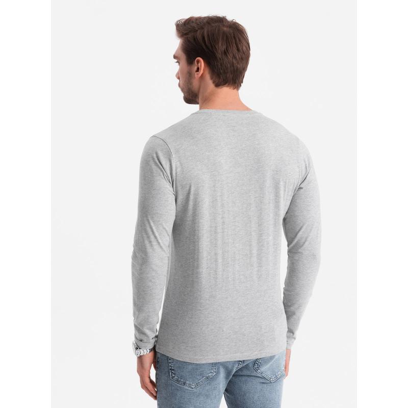 Férfi hosszú ujjú, gombos póló - szürke V8