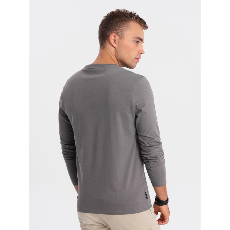Pánske tričko s dlhým rukávom s kolektívnou potlačou - sivé V1