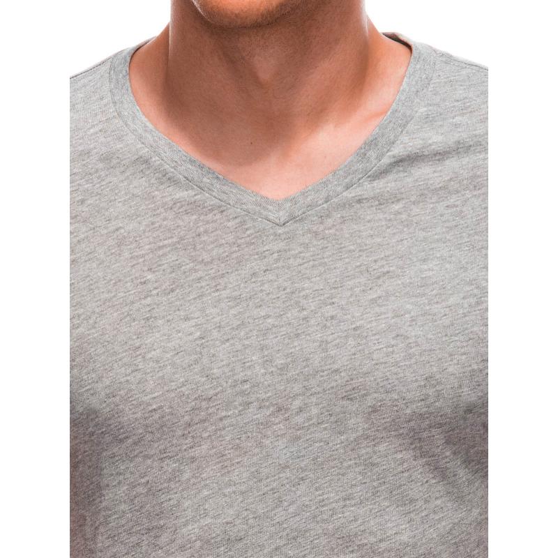 Pánské základní tričko s výstřihem do V - šedý melír V4