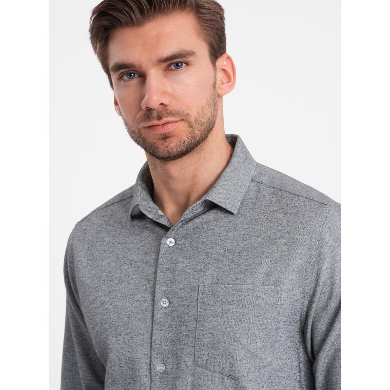 Férfi REGULAR FIT zsebes póló - szürke V3