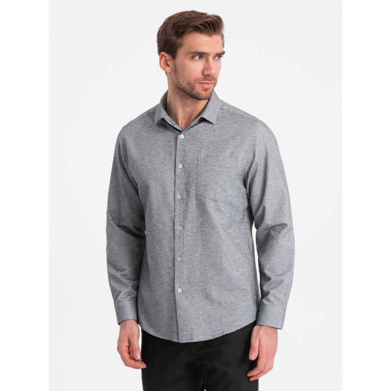 Férfi REGULAR FIT zsebes póló - szürke V3