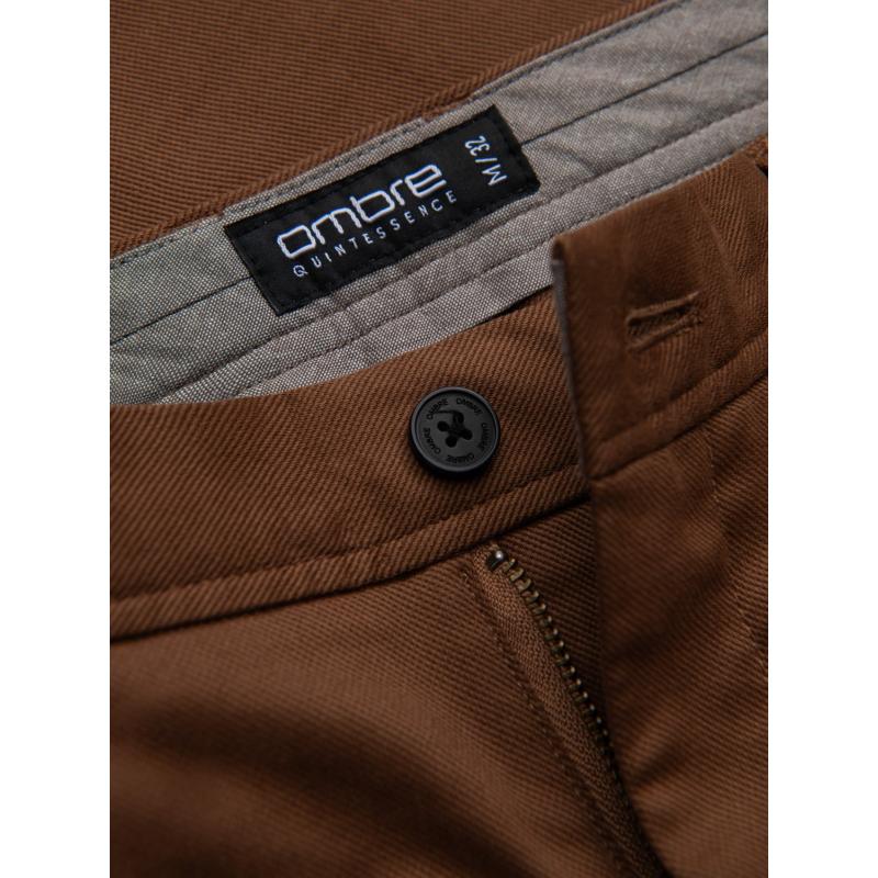 Férfi SLIM FIT chino nadrág finom textúrával - karamell V3 OM-PACP-0190 OM-PACP-0190