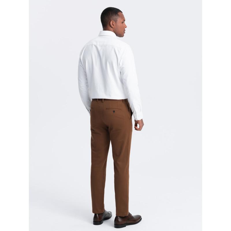 Férfi SLIM FIT chino nadrág finom textúrával - karamell V3 OM-PACP-0190 OM-PACP-0190
