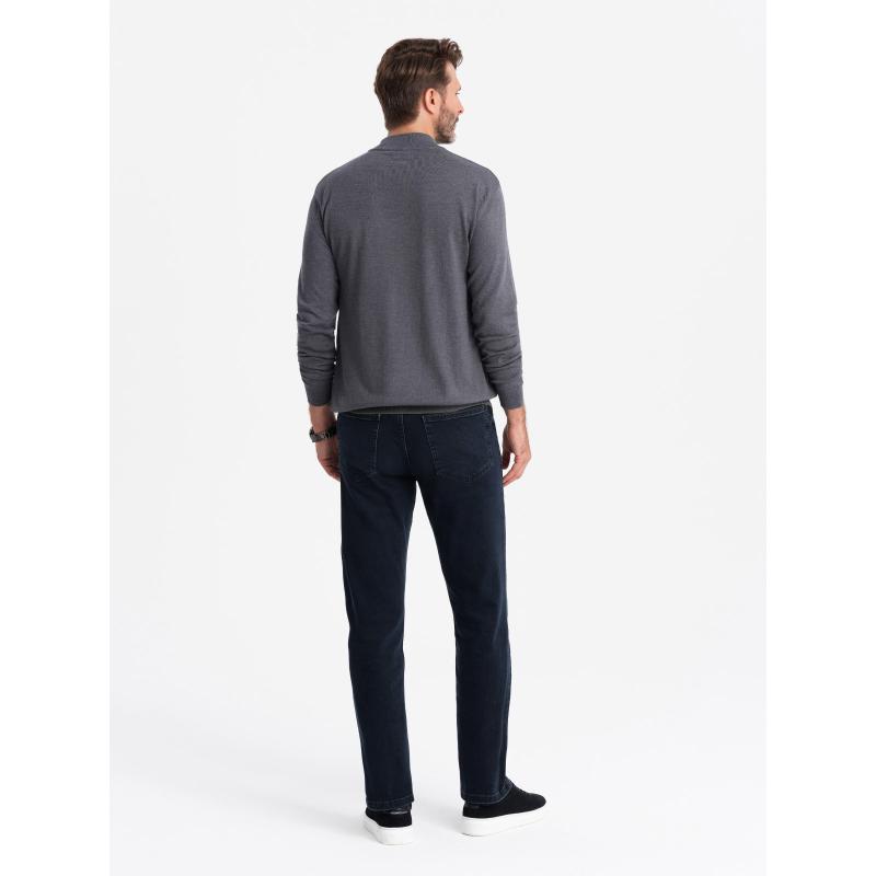 Pánský pletený polorolák s viskózou - šedý melír V3