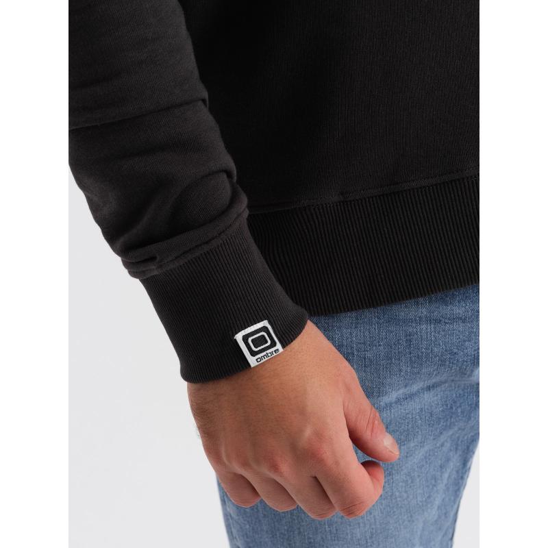 Férfi pulóver kollektív nyomtatással - sötétbarna V2