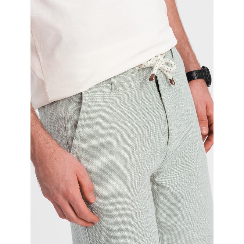 Férfi vászon és pamut kötött rövidnadrág - világoszöld V2 OM-SRCS-0130 OM-SRCS-0130