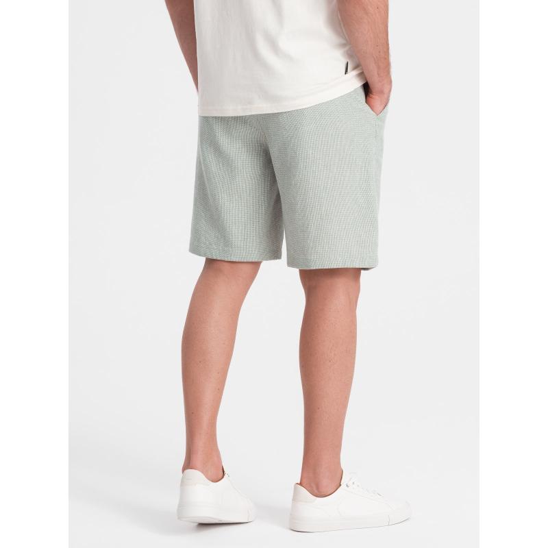 Férfi vászon és pamut kötött rövidnadrág - világoszöld V2 OM-SRCS-0130 OM-SRCS-0130
