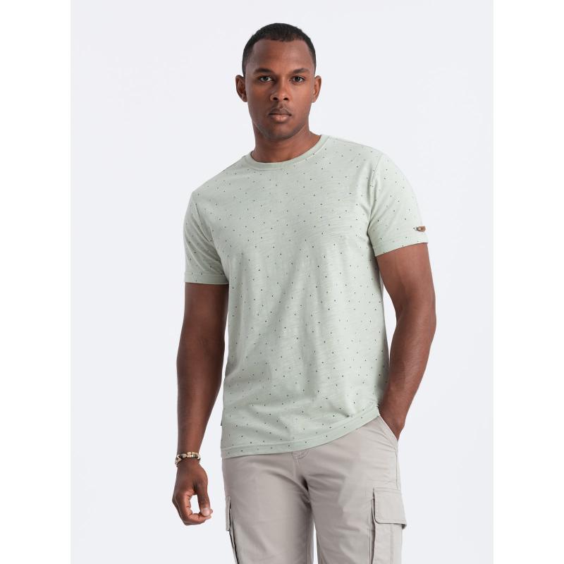 Pánské tričko s celopotiskem a barevnými písmeny - světle zelené V5