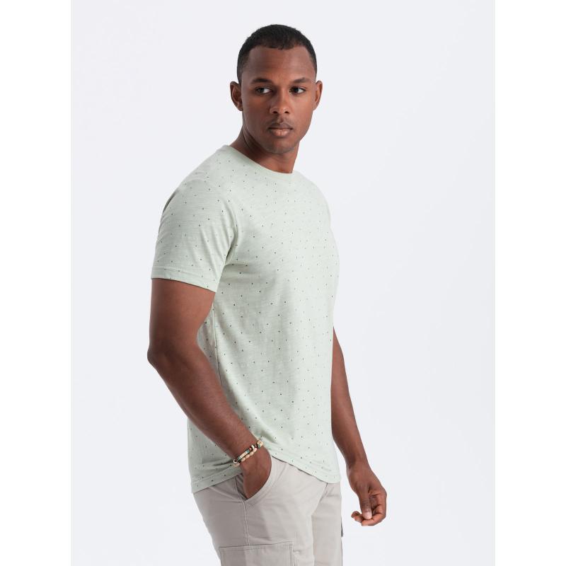 Pánské tričko s celopotiskem a barevnými písmeny - světle zelené V5