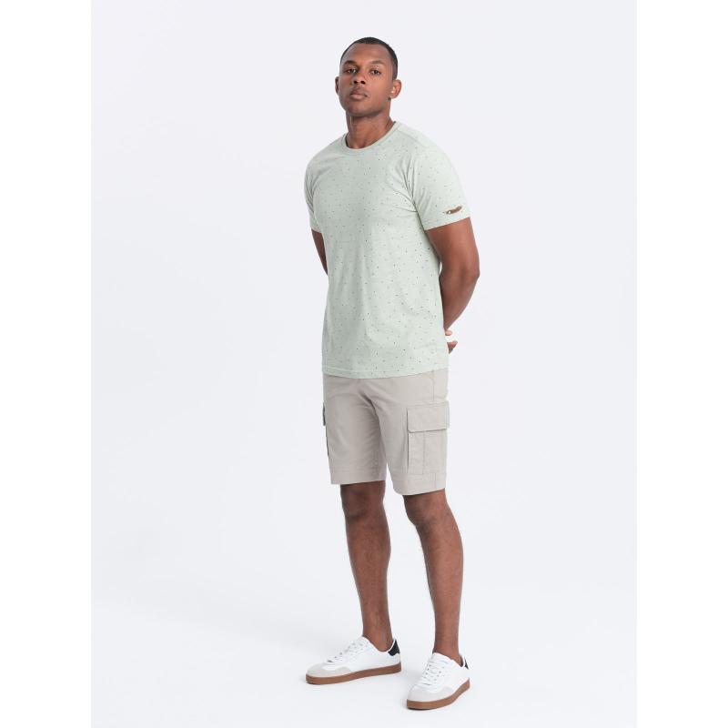 Pánské tričko s celopotiskem a barevnými písmeny - světle zelené V5