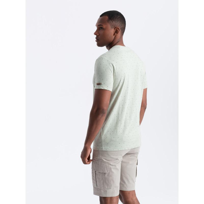 Pánské tričko s celopotiskem a barevnými písmeny - světle zelené V5