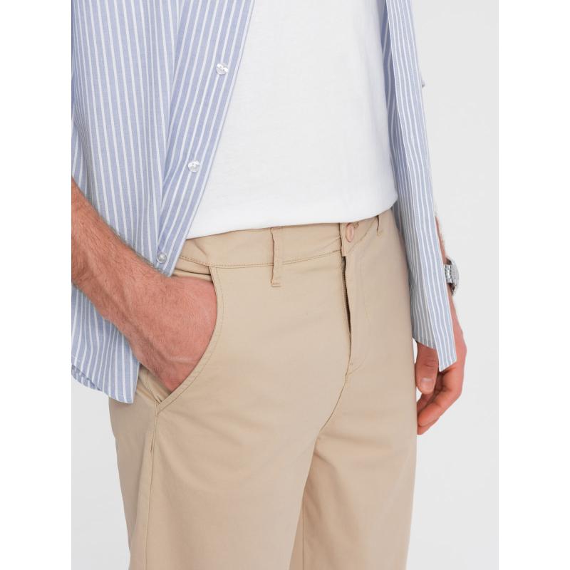 Pánské chinos šortky s kontrastním ohrnutím - pískové V10 W421