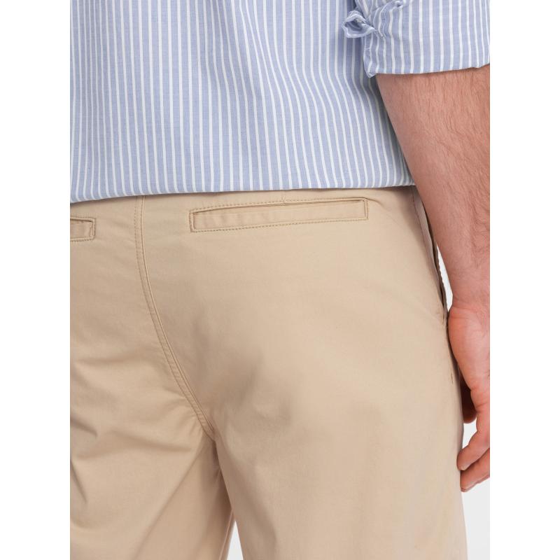 Pánské chinos šortky s kontrastním ohrnutím - pískové V10 W421