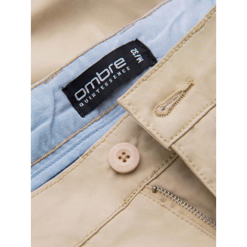 Pánské chinos šortky s kontrastním ohrnutím - pískové V10 W421