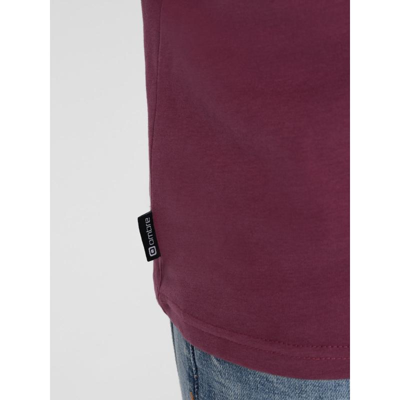 Pánské tričko pro volný čas s našitou kapsou - tmavě růžové V5