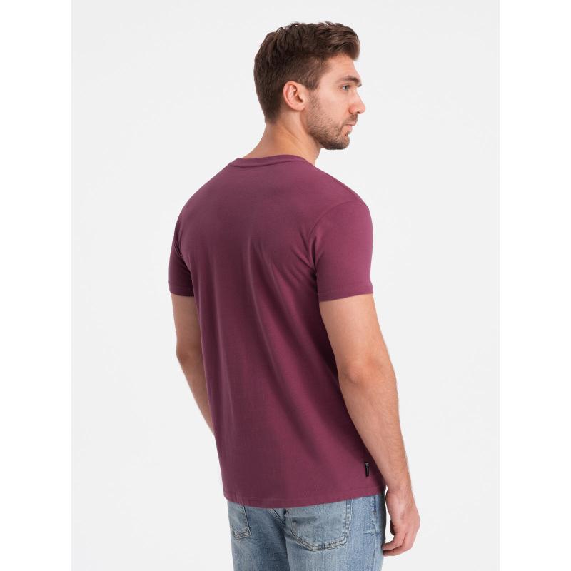 Pánské tričko pro volný čas s našitou kapsou - tmavě růžové V5