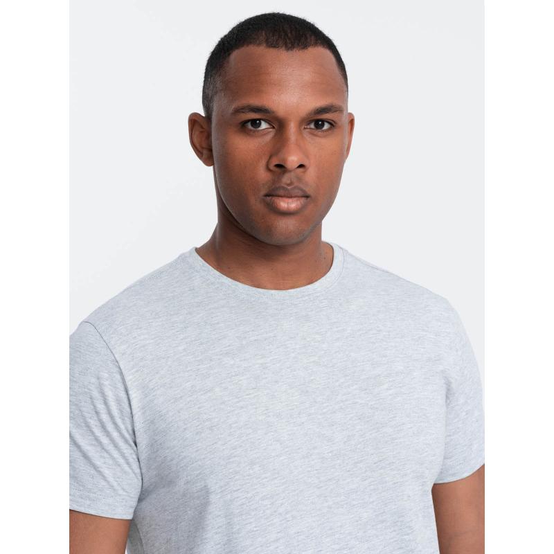 Pánské klasické bavlněné tričko BASIC - šedý melír V5