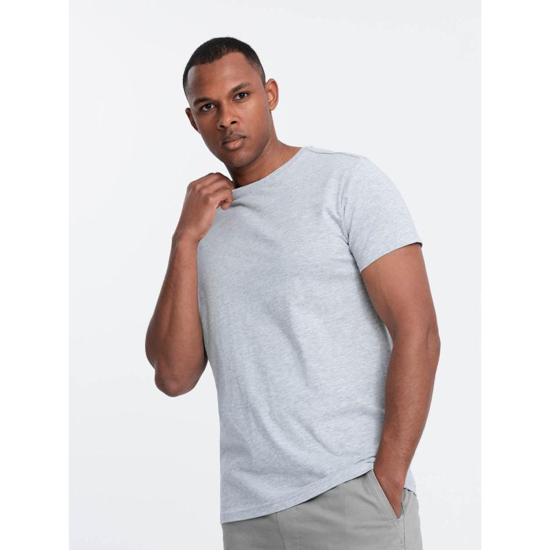 Pánské klasické bavlněné tričko BASIC - šedý melír V5